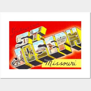 Greetings from St Joseph Missouri, Vintage Large Letter Postcard Posters and Art